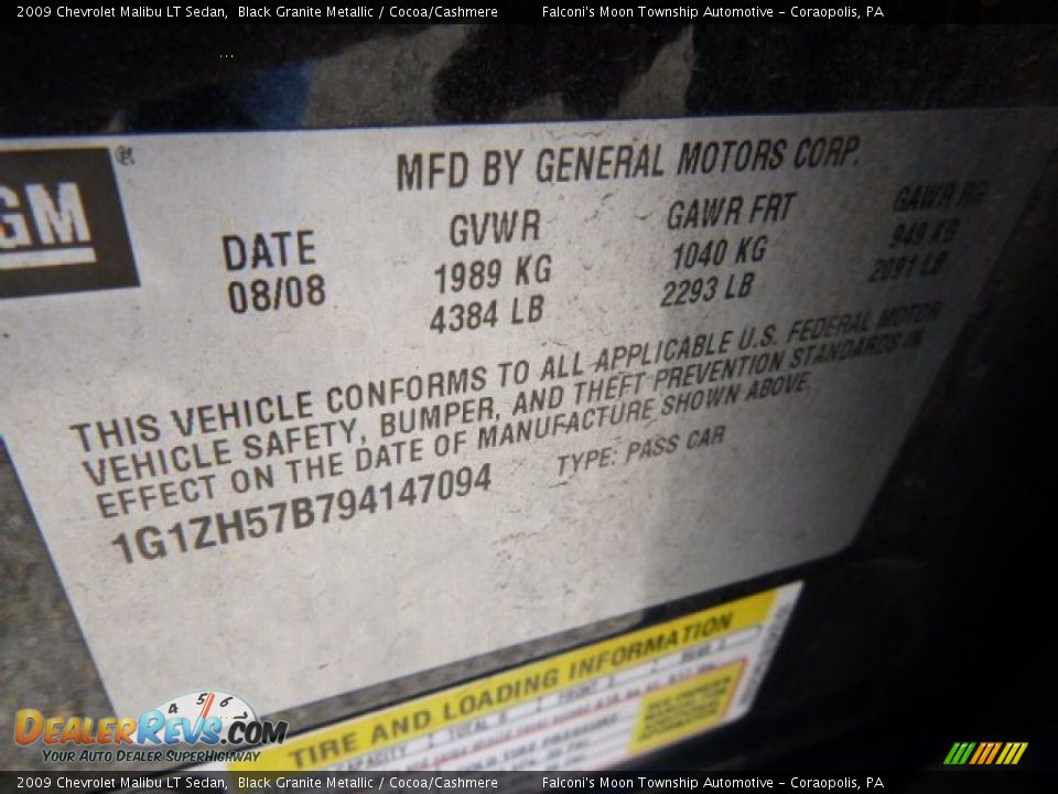 2009 Chevrolet Malibu LT Sedan Black Granite Metallic / Cocoa/Cashmere Photo #4