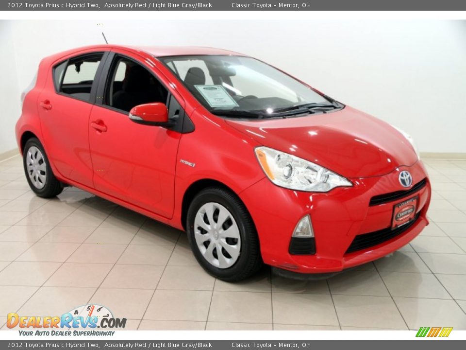 2012 Toyota Prius c Hybrid Two Absolutely Red / Light Blue Gray/Black Photo #1