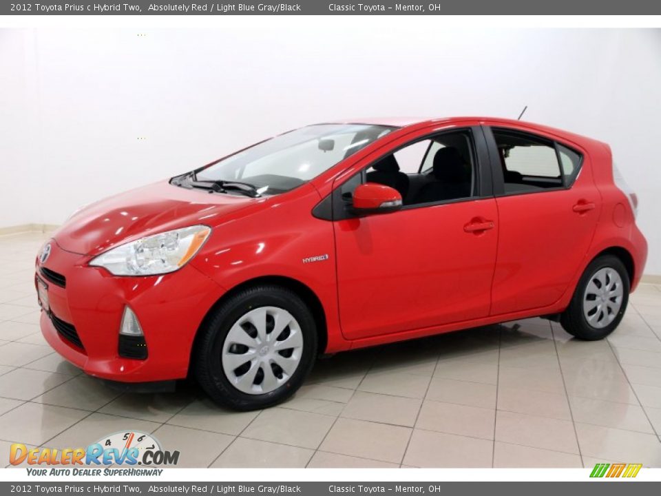 2012 Toyota Prius c Hybrid Two Absolutely Red / Light Blue Gray/Black Photo #3