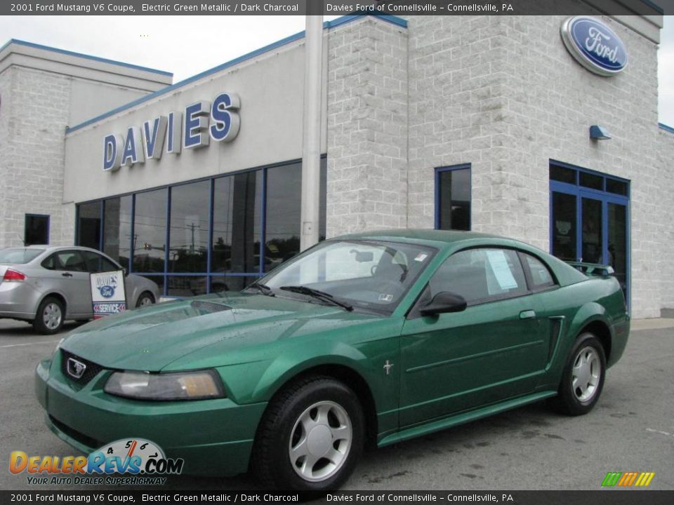 2001 Ford Mustang V6 Coupe Electric Green Metallic / Dark Charcoal Photo #1