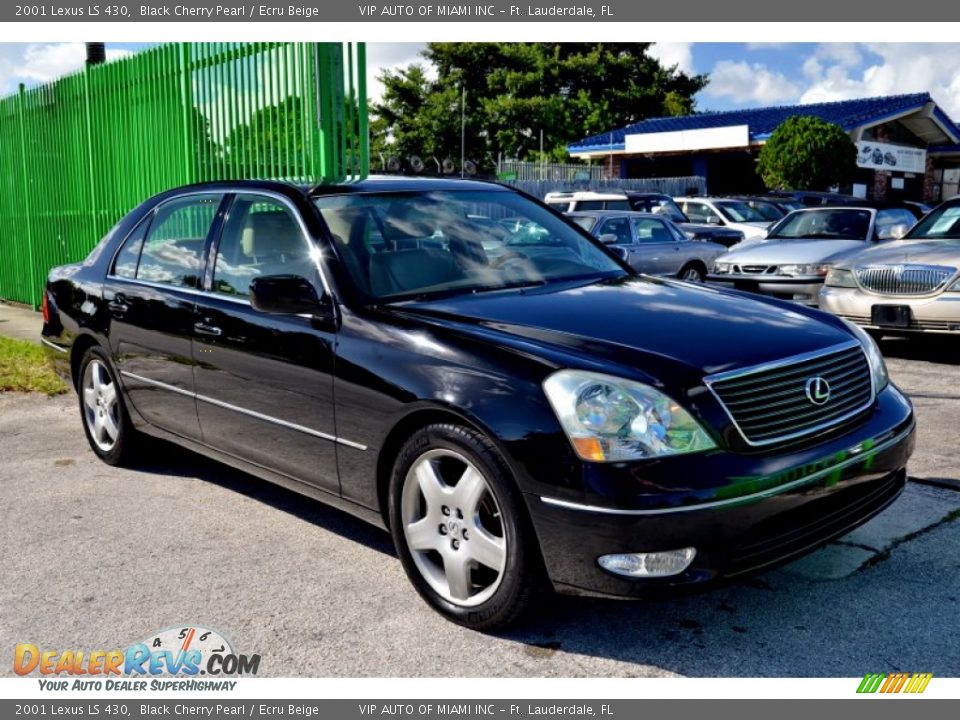 2001 Lexus LS 430 Black Cherry Pearl / Ecru Beige Photo #4