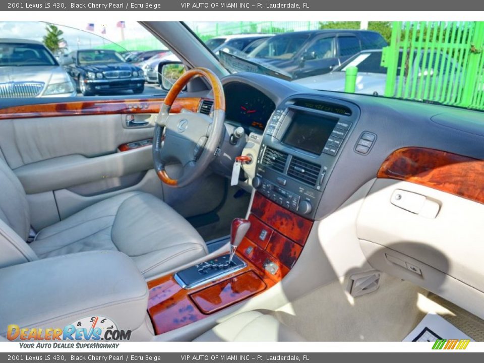2001 Lexus LS 430 Black Cherry Pearl / Ecru Beige Photo #34
