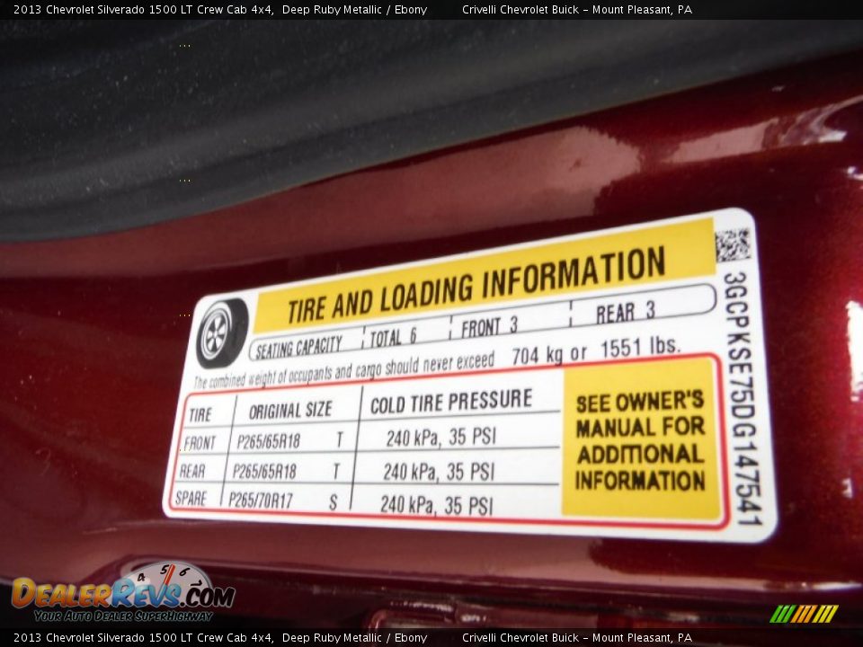 2013 Chevrolet Silverado 1500 LT Crew Cab 4x4 Deep Ruby Metallic / Ebony Photo #36