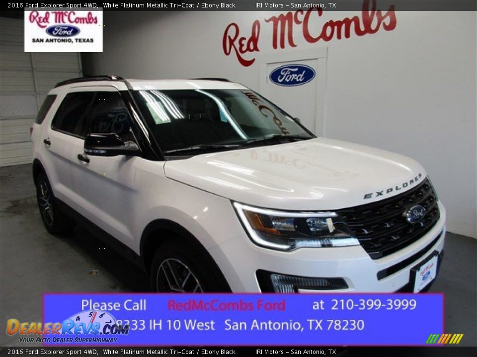 2016 Ford Explorer Sport 4WD White Platinum Metallic Tri-Coat / Ebony Black Photo #1