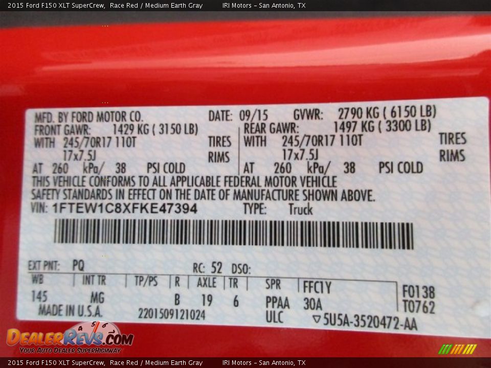 2015 Ford F150 XLT SuperCrew Race Red / Medium Earth Gray Photo #14