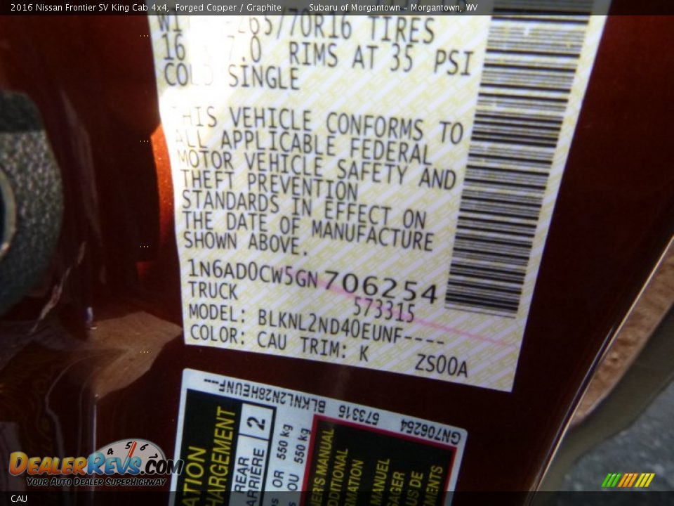 Nissan Color Code CAU Forged Copper