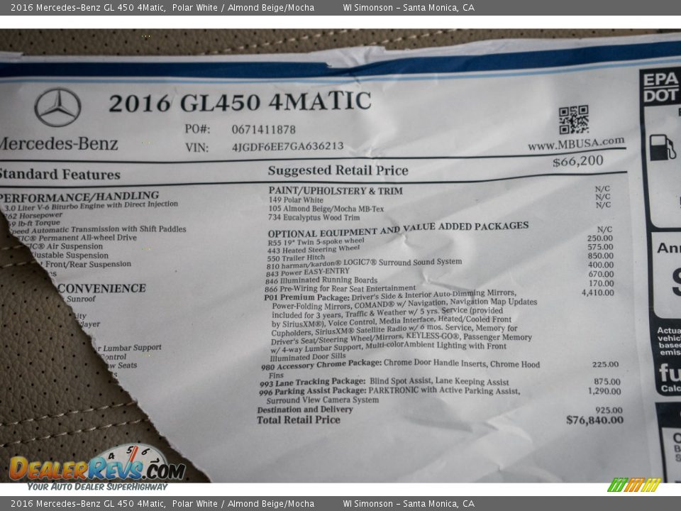 2016 Mercedes-Benz GL 450 4Matic Polar White / Almond Beige/Mocha Photo #10