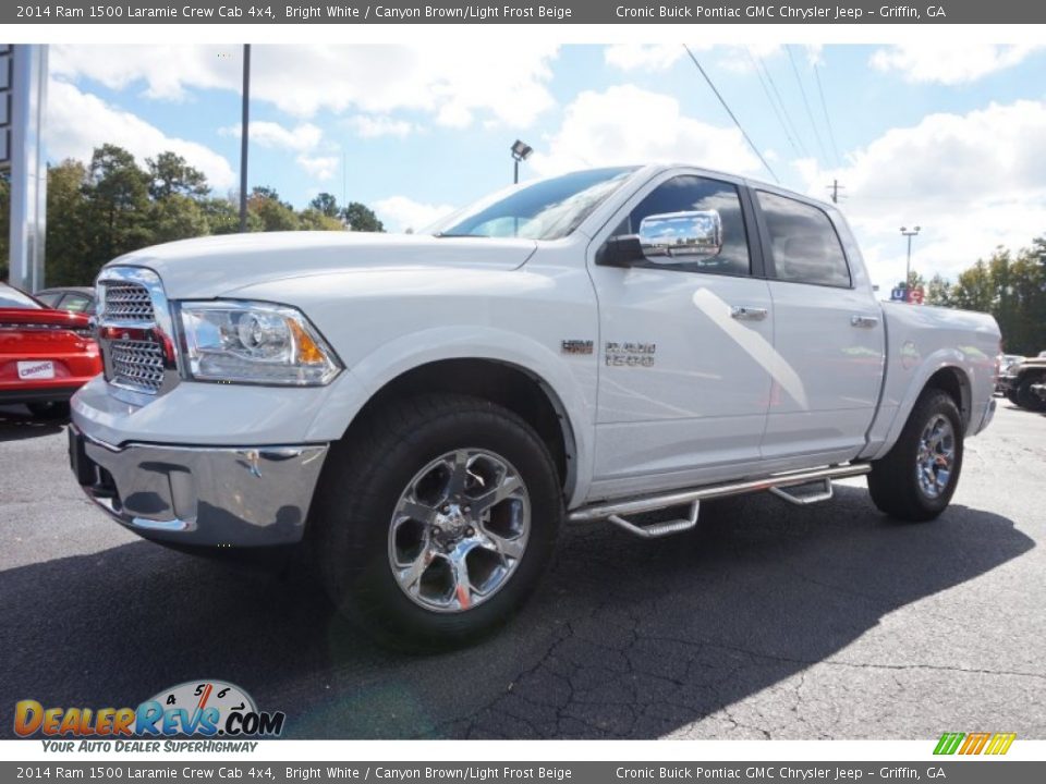2014 Ram 1500 Laramie Crew Cab 4x4 Bright White / Canyon Brown/Light Frost Beige Photo #3