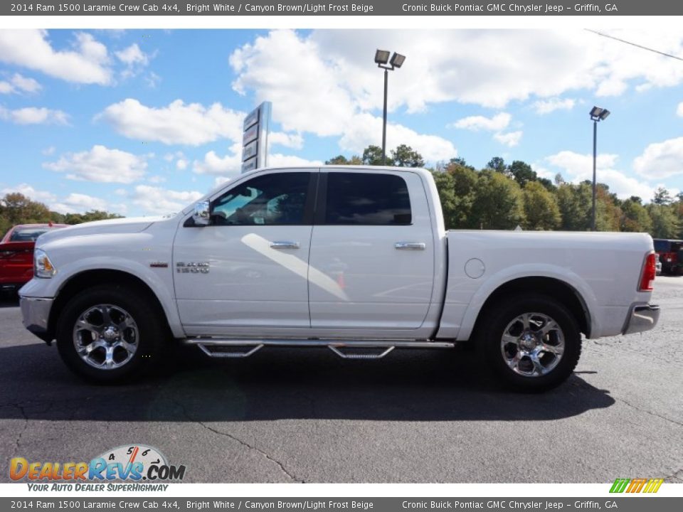 2014 Ram 1500 Laramie Crew Cab 4x4 Bright White / Canyon Brown/Light Frost Beige Photo #4