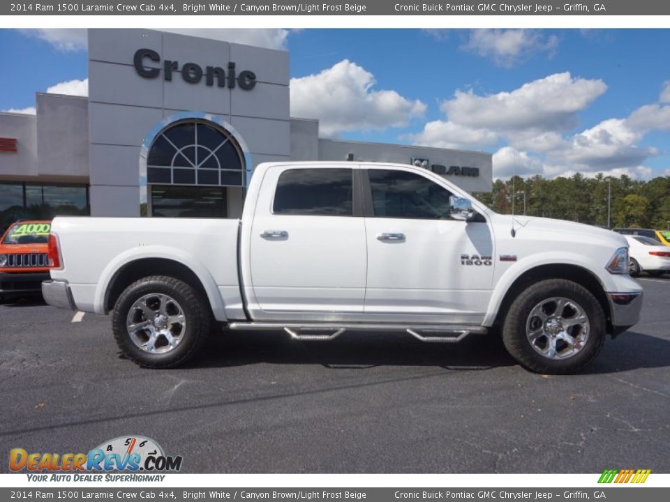 2014 Ram 1500 Laramie Crew Cab 4x4 Bright White / Canyon Brown/Light Frost Beige Photo #8