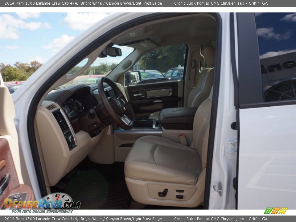 2014 Ram 1500 Laramie Crew Cab 4x4 Bright White / Canyon Brown/Light Frost Beige Photo #9