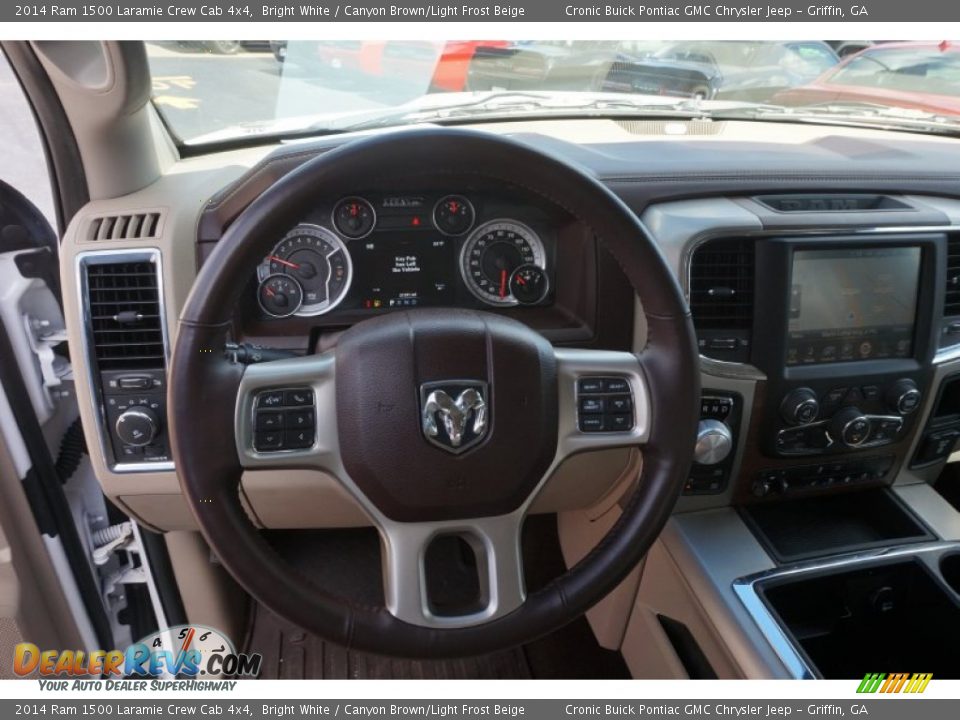2014 Ram 1500 Laramie Crew Cab 4x4 Bright White / Canyon Brown/Light Frost Beige Photo #10