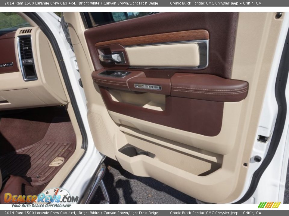 2014 Ram 1500 Laramie Crew Cab 4x4 Bright White / Canyon Brown/Light Frost Beige Photo #22