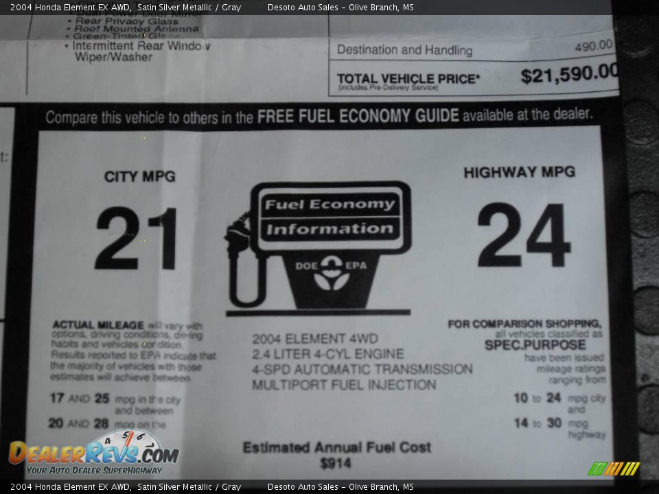 2004 Honda Element EX AWD Satin Silver Metallic / Gray Photo #15