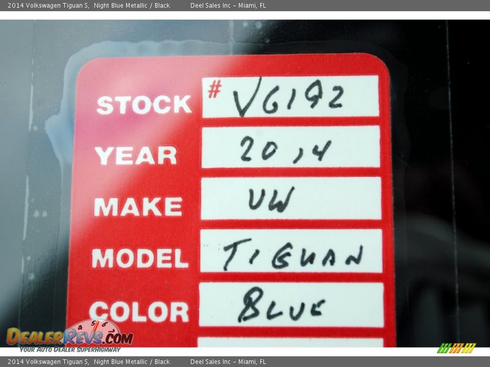 2014 Volkswagen Tiguan S Night Blue Metallic / Black Photo #20