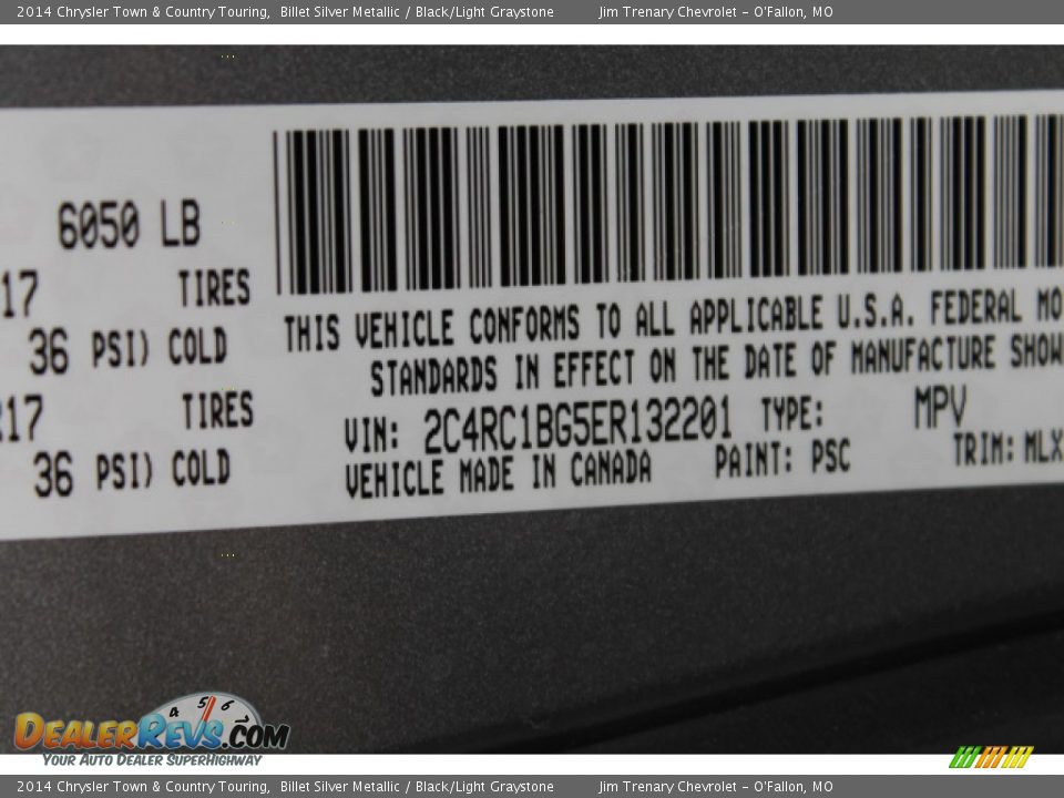 2014 Chrysler Town & Country Touring Billet Silver Metallic / Black/Light Graystone Photo #17