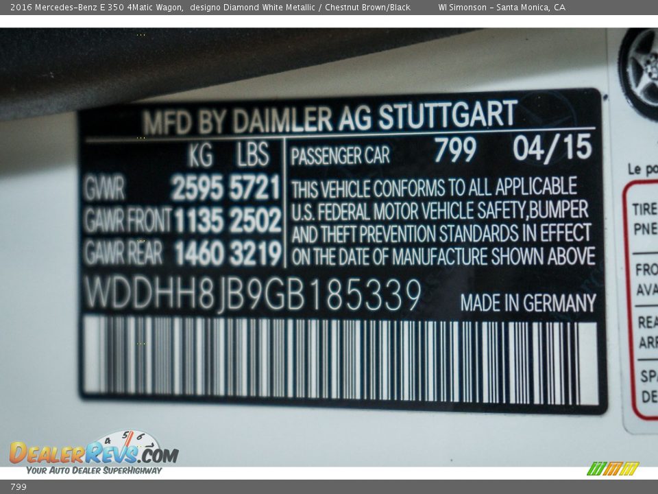 Mercedes-Benz Color Code 799 designo Diamond White Metallic