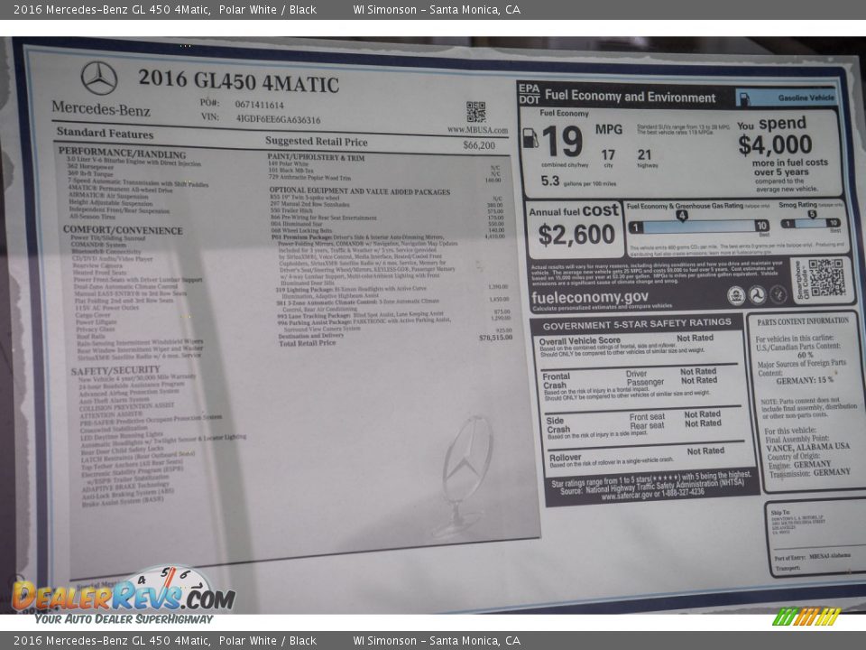 2016 Mercedes-Benz GL 450 4Matic Polar White / Black Photo #11