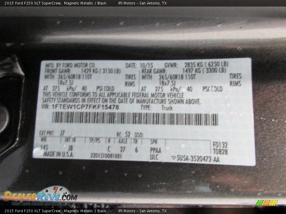 2015 Ford F150 XLT SuperCrew Magnetic Metallic / Black Photo #15
