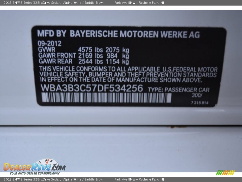 2013 BMW 3 Series 328i xDrive Sedan Alpine White / Saddle Brown Photo #35