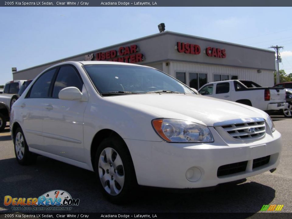2005 Kia Spectra LX Sedan Clear White / Gray Photo #1