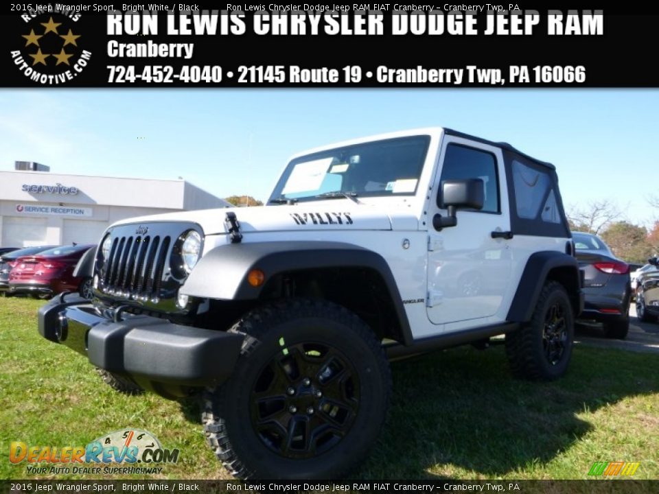 2016 Jeep Wrangler Sport Bright White / Black Photo #1