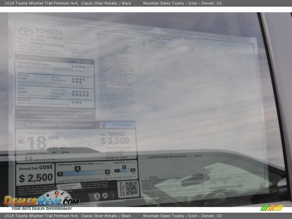 2016 Toyota 4Runner Trail Premium 4x4 Classic Silver Metallic / Black Photo #10