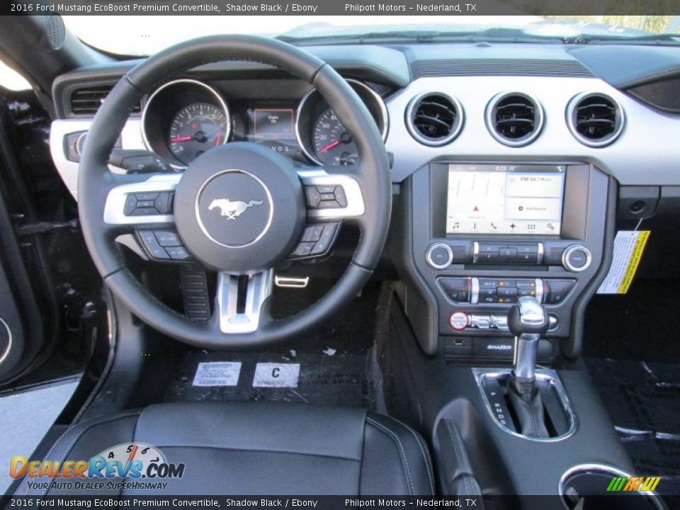 Dashboard of 2016 Ford Mustang EcoBoost Premium Convertible Photo #21