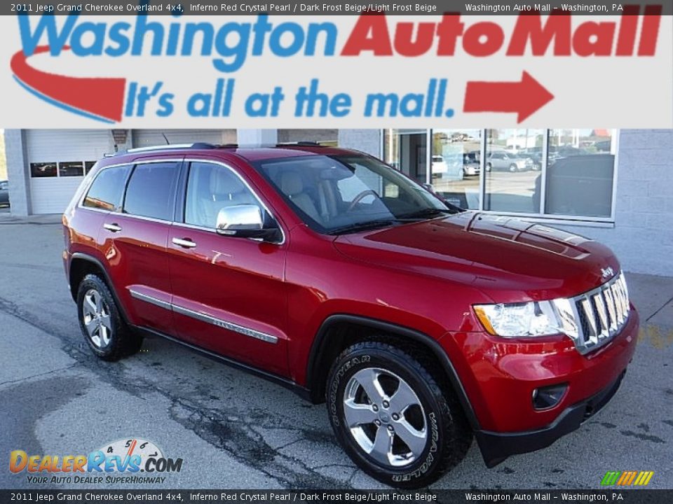 2011 Jeep Grand Cherokee Overland 4x4 Inferno Red Crystal Pearl / Dark Frost Beige/Light Frost Beige Photo #1