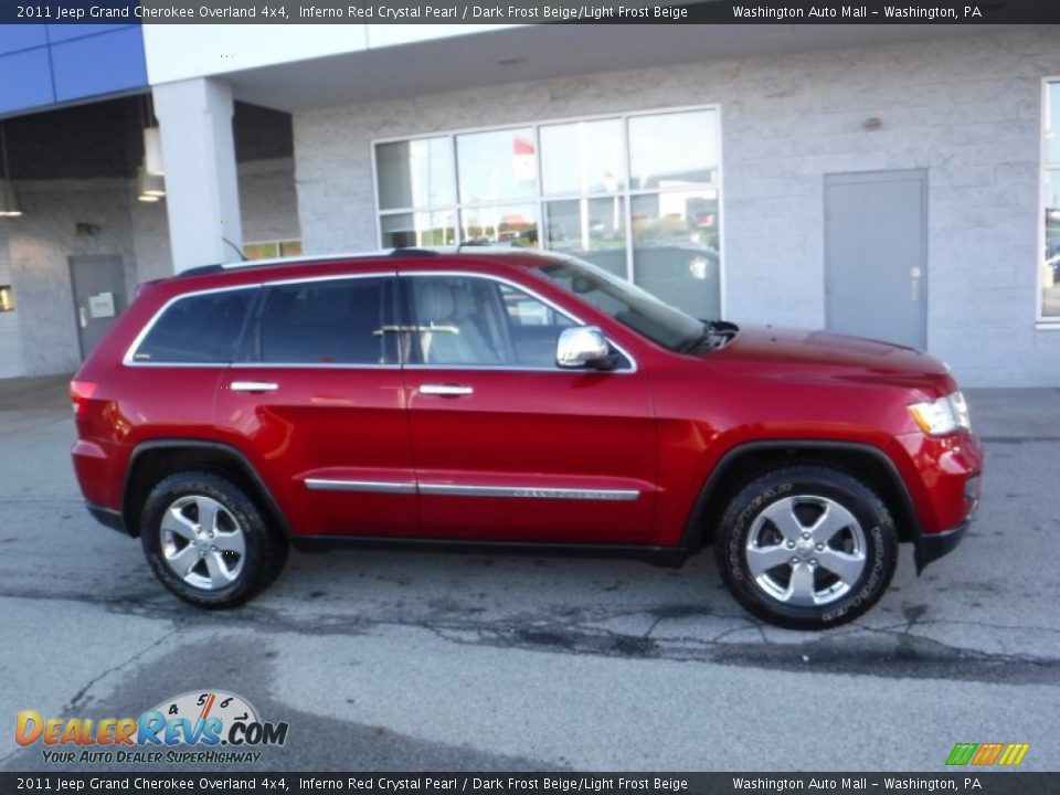 2011 Jeep Grand Cherokee Overland 4x4 Inferno Red Crystal Pearl / Dark Frost Beige/Light Frost Beige Photo #2