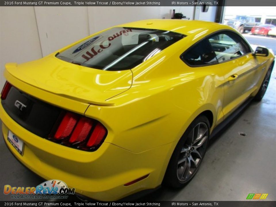 2016 Ford Mustang GT Premium Coupe Triple Yellow Tricoat / Ebony/Yellow Jacket Stitching Photo #8