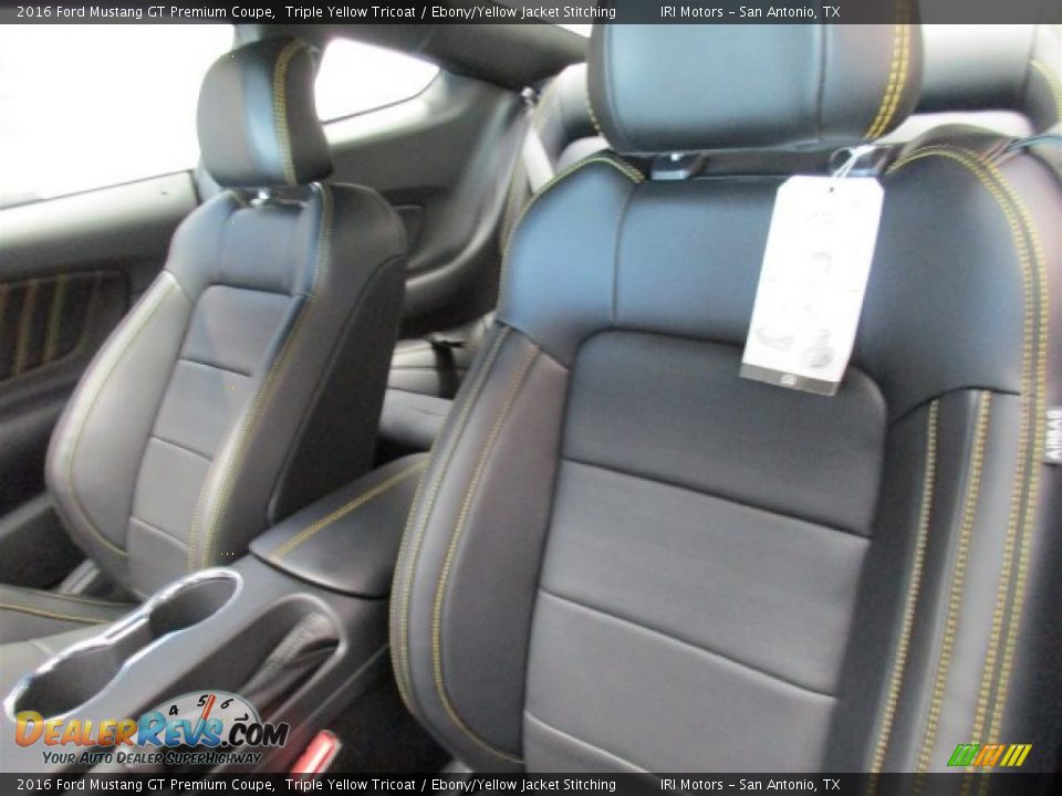 Ebony/Yellow Jacket Stitching Interior - 2016 Ford Mustang GT Premium Coupe Photo #9