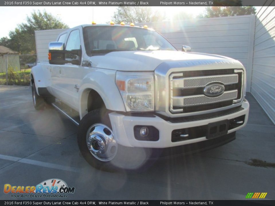 2016 Ford F350 Super Duty Lariat Crew Cab 4x4 DRW White Platinum Metallic / Black Photo #2