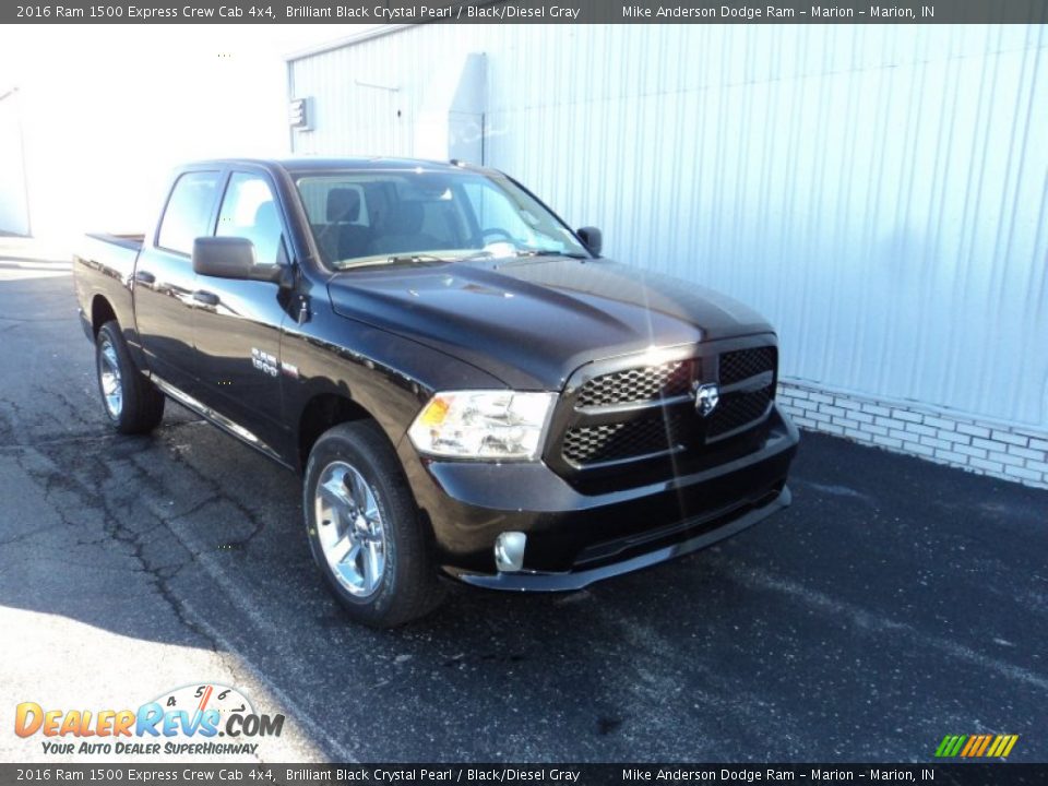 2016 Ram 1500 Express Crew Cab 4x4 Brilliant Black Crystal Pearl / Black/Diesel Gray Photo #1