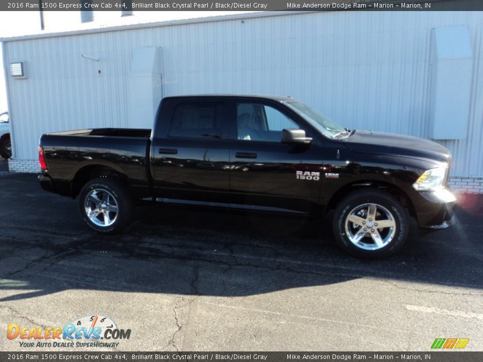 2016 Ram 1500 Express Crew Cab 4x4 Brilliant Black Crystal Pearl / Black/Diesel Gray Photo #2