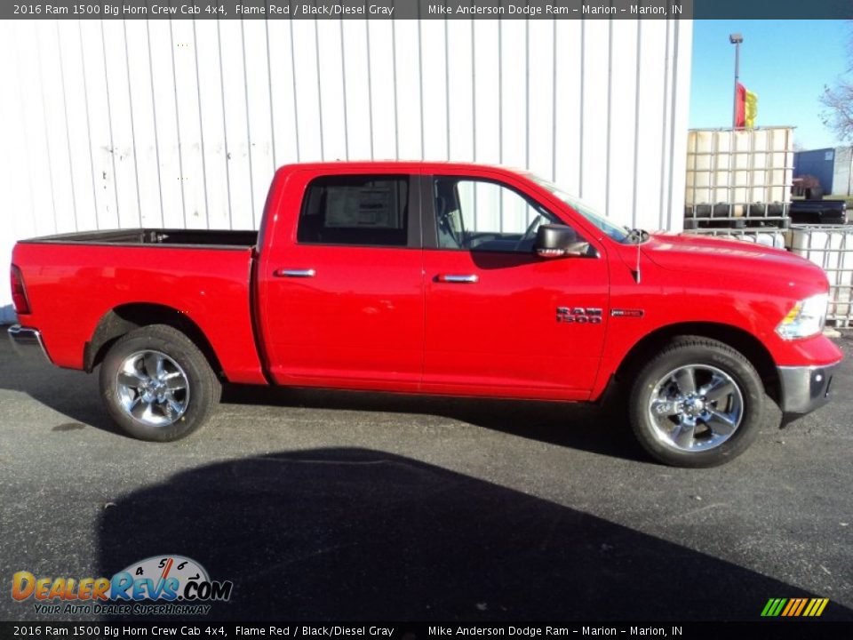 2016 Ram 1500 Big Horn Crew Cab 4x4 Flame Red / Black/Diesel Gray Photo #2
