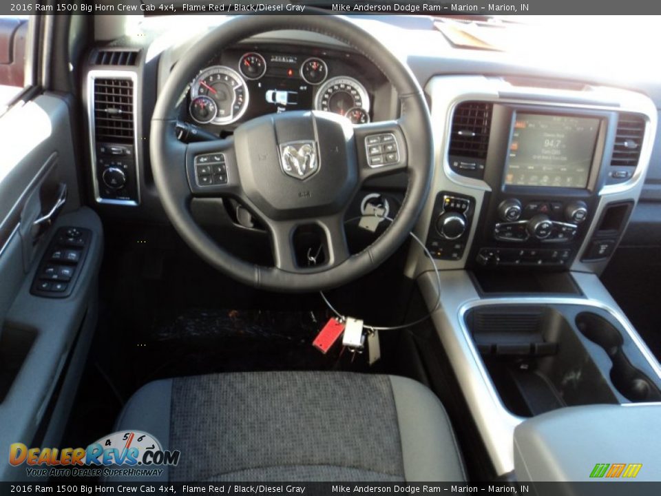 2016 Ram 1500 Big Horn Crew Cab 4x4 Flame Red / Black/Diesel Gray Photo #4