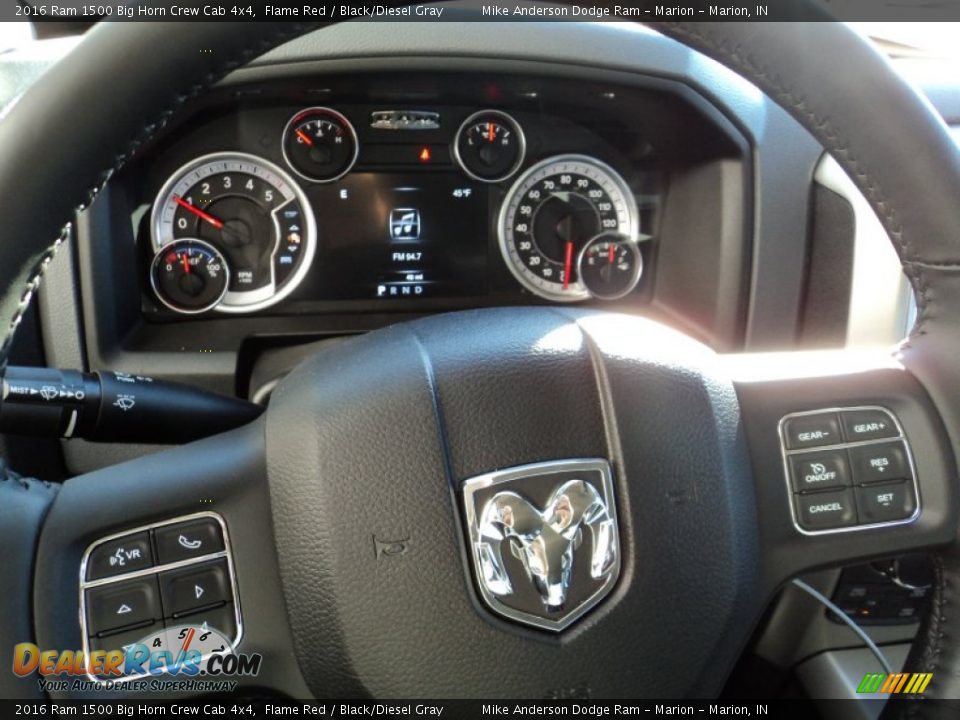 2016 Ram 1500 Big Horn Crew Cab 4x4 Flame Red / Black/Diesel Gray Photo #7