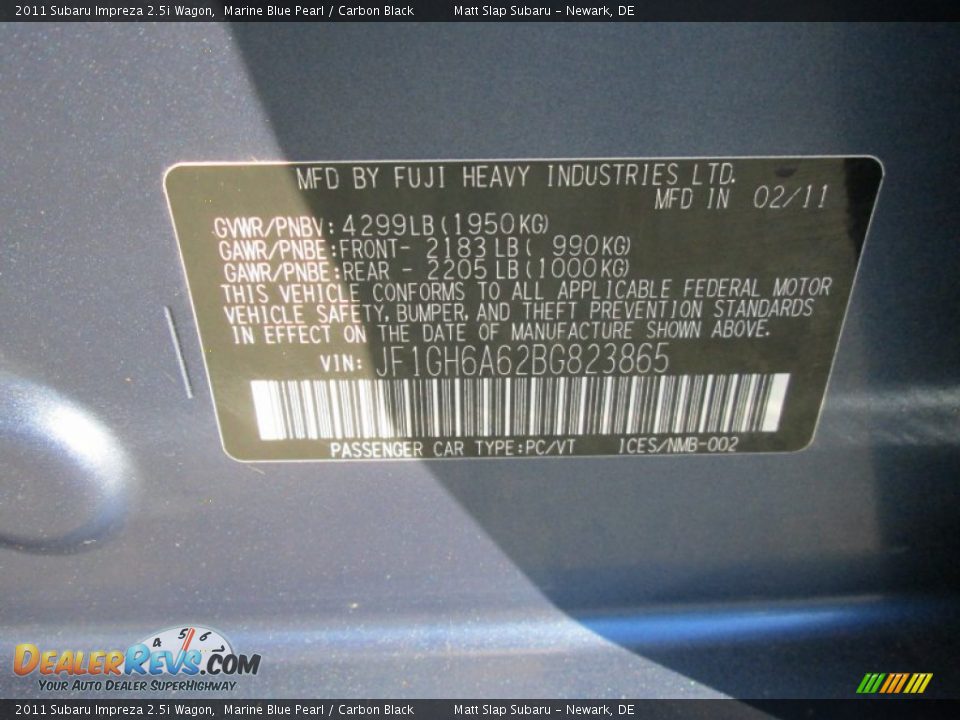 2011 Subaru Impreza 2.5i Wagon Marine Blue Pearl / Carbon Black Photo #28