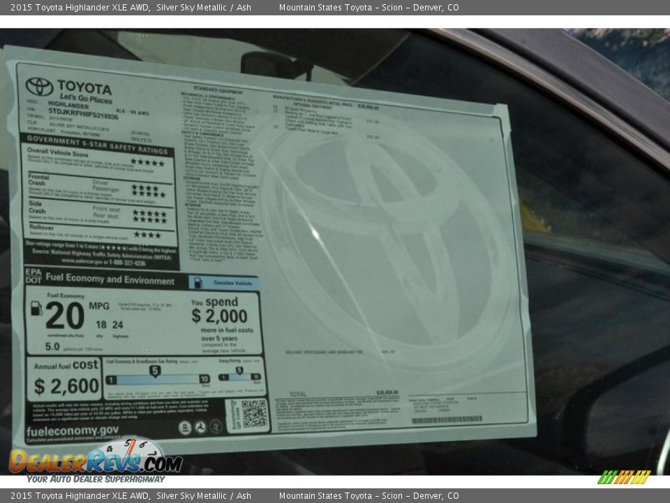 2015 Toyota Highlander XLE AWD Silver Sky Metallic / Ash Photo #11