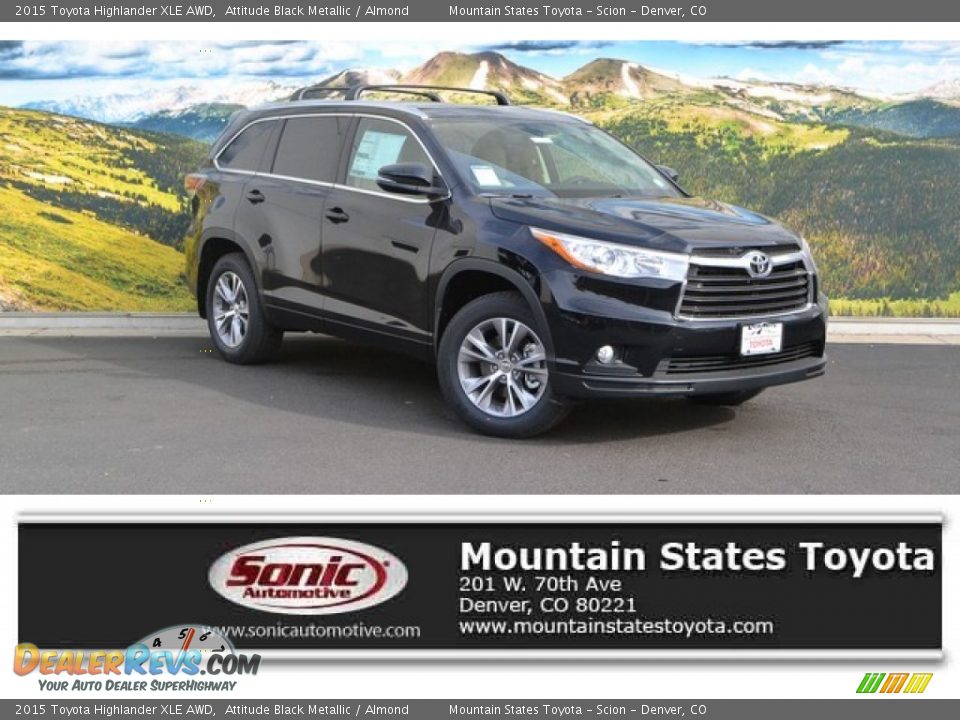 2015 Toyota Highlander XLE AWD Attitude Black Metallic / Almond Photo #1