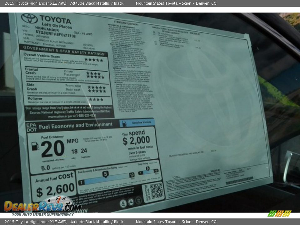 2015 Toyota Highlander XLE AWD Attitude Black Metallic / Black Photo #11