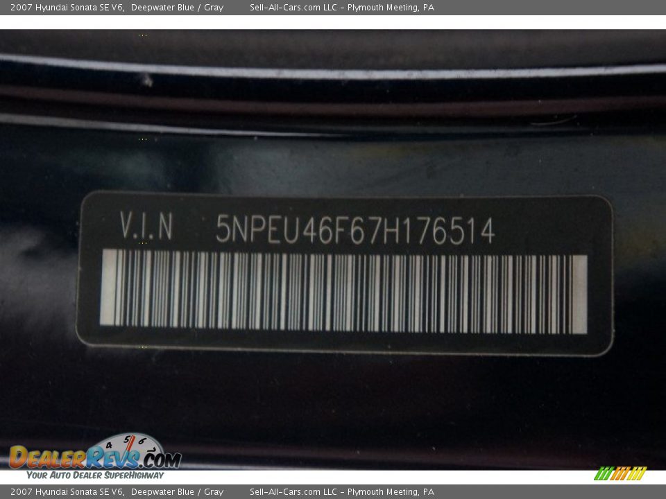 2007 Hyundai Sonata SE V6 Deepwater Blue / Gray Photo #14