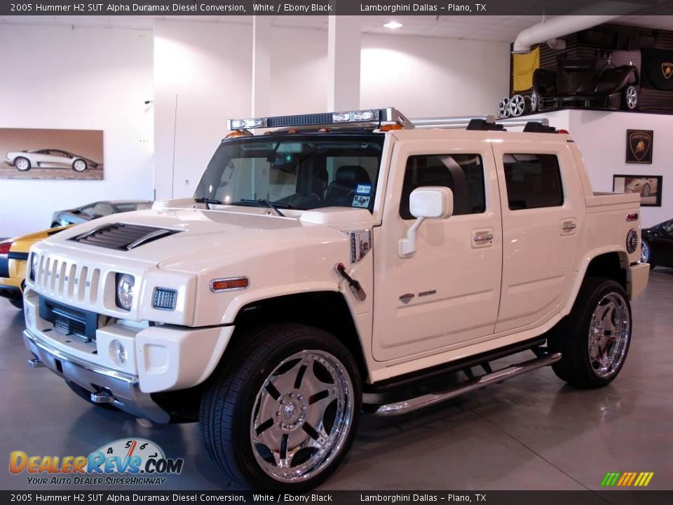 2005 Hummer H2 SUT Alpha Duramax Diesel Conversion White / Ebony Black Photo #2