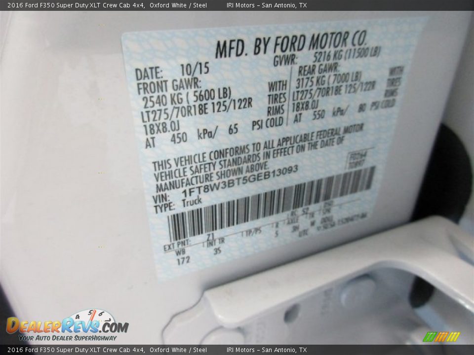 2016 Ford F350 Super Duty XLT Crew Cab 4x4 Oxford White / Steel Photo #17