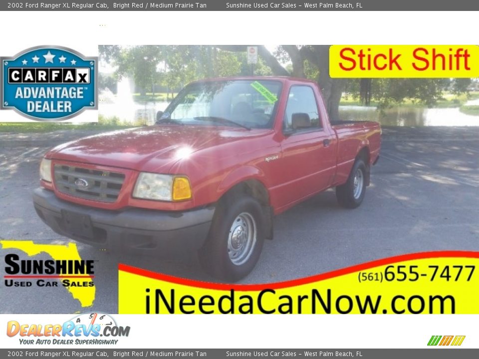 2002 Ford Ranger XL Regular Cab Bright Red / Medium Prairie Tan Photo #1