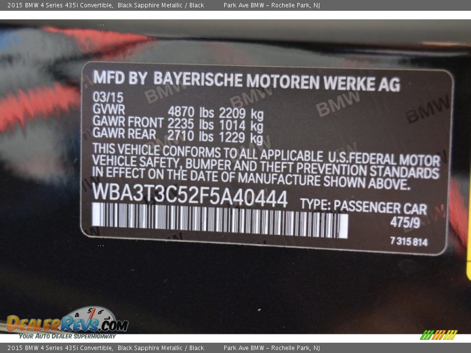2015 BMW 4 Series 435i Convertible Black Sapphire Metallic / Black Photo #35