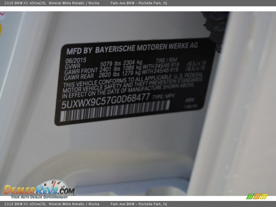 2016 BMW X3 xDrive28i Mineral White Metallic / Mocha Photo #35