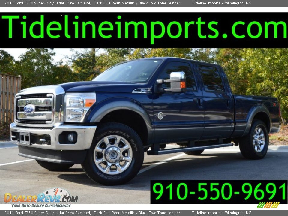 2011 Ford F250 Super Duty Lariat Crew Cab 4x4 Dark Blue Pearl Metallic / Black Two Tone Leather Photo #1