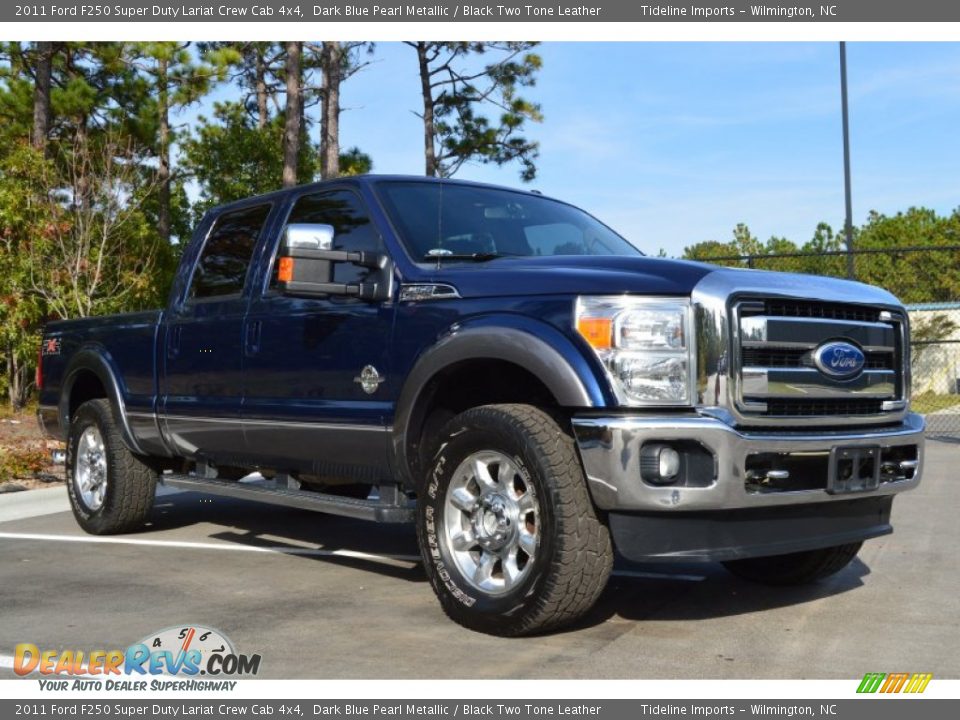 2011 Ford F250 Super Duty Lariat Crew Cab 4x4 Dark Blue Pearl Metallic / Black Two Tone Leather Photo #2